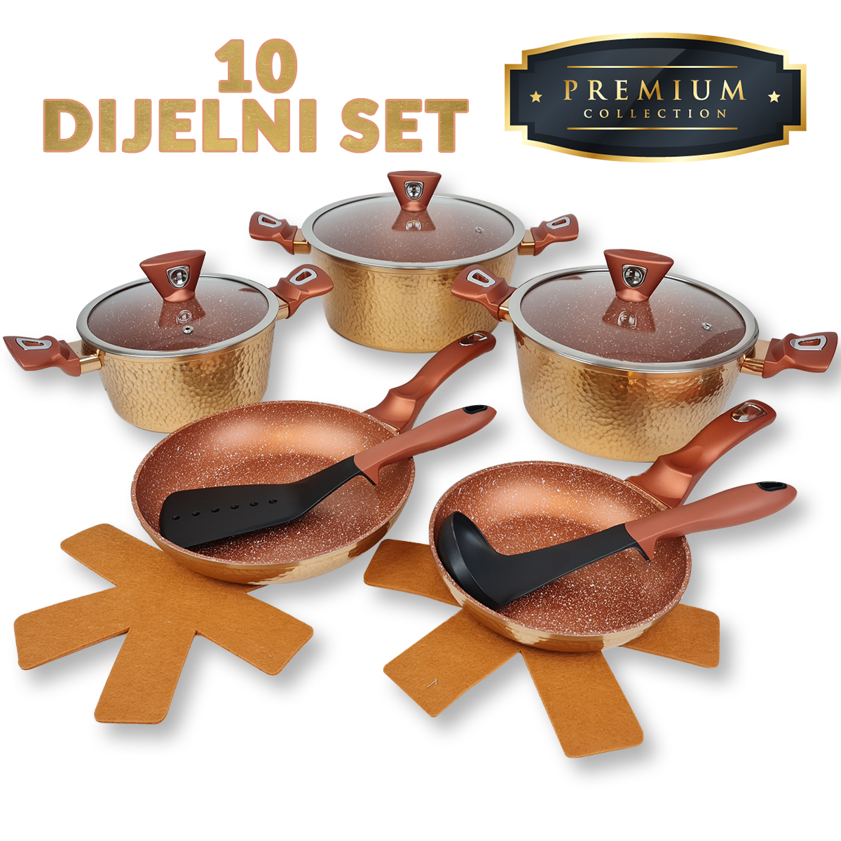 Set posuđa Premium GOLD 10 dijelni GOL-066 Front 1_0