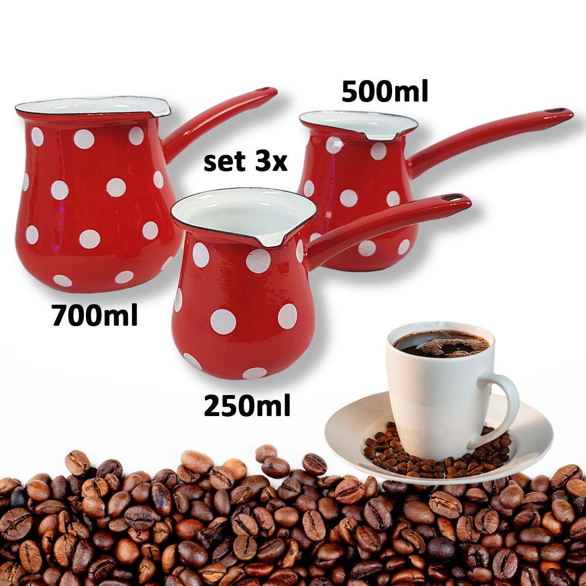 Set od 3x posude za kuhanje kave Front 1
