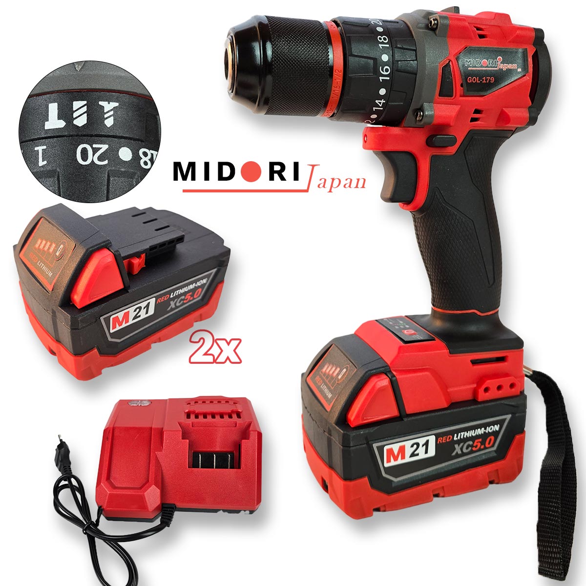 Midori Japan aku bušilica 21V M179 Front 1
