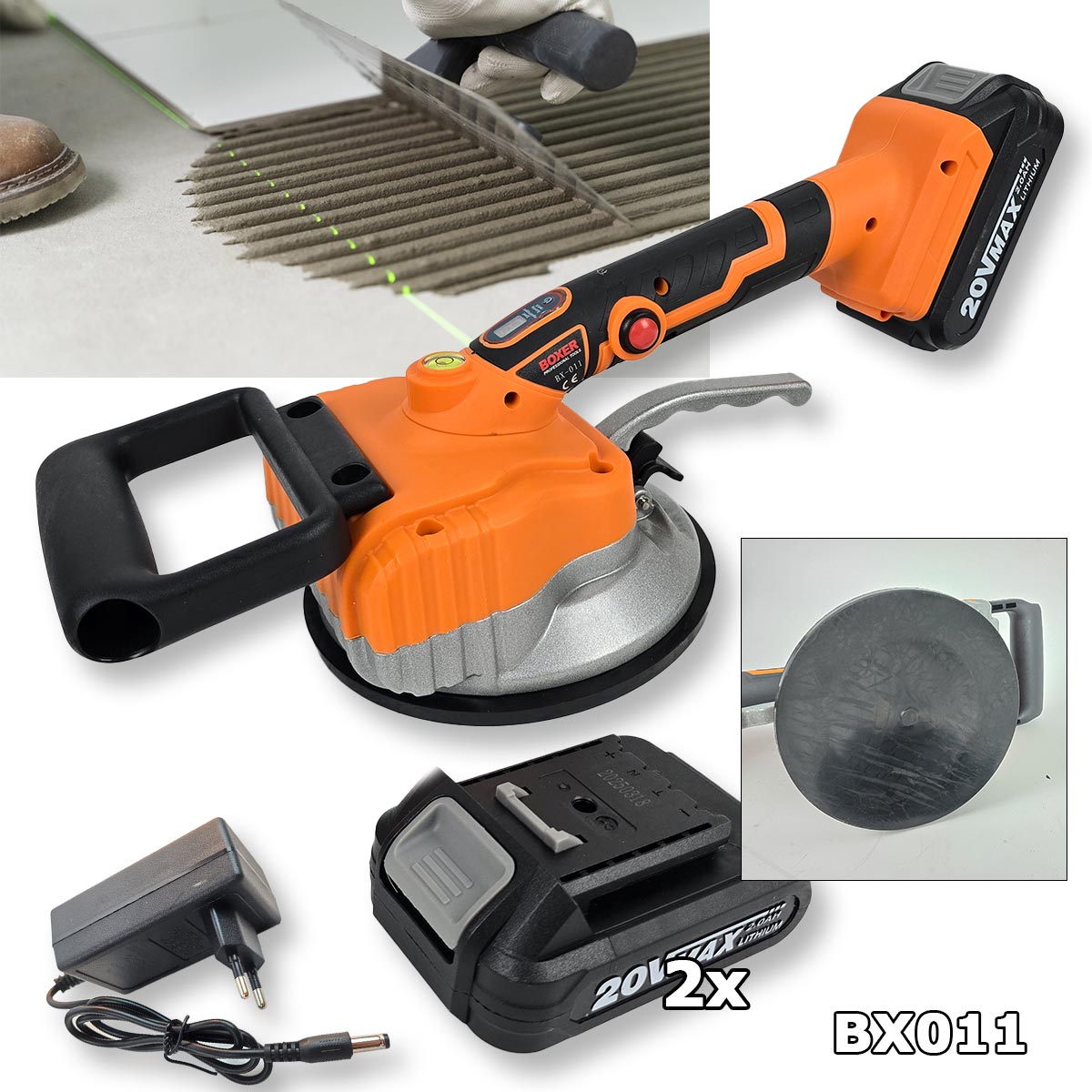 Vakuum vibro za pločice - 2 Baterije BX011 Front 1