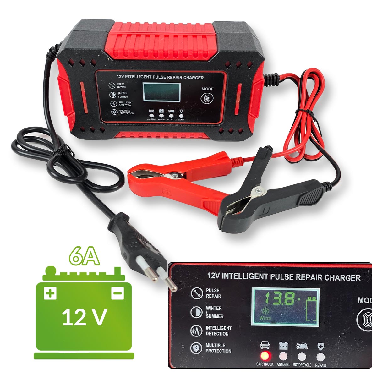 Punjač i regenerator za akumulator 6A 12V G568 Front 1