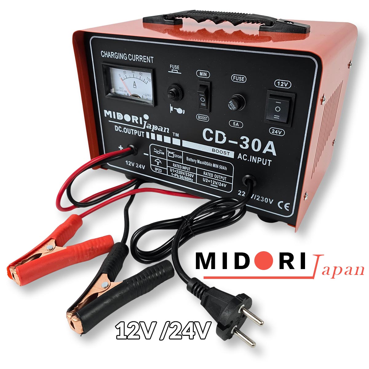 Punjač za akumulator 12V  24V 30A Midori Japan MJ005 Front 1