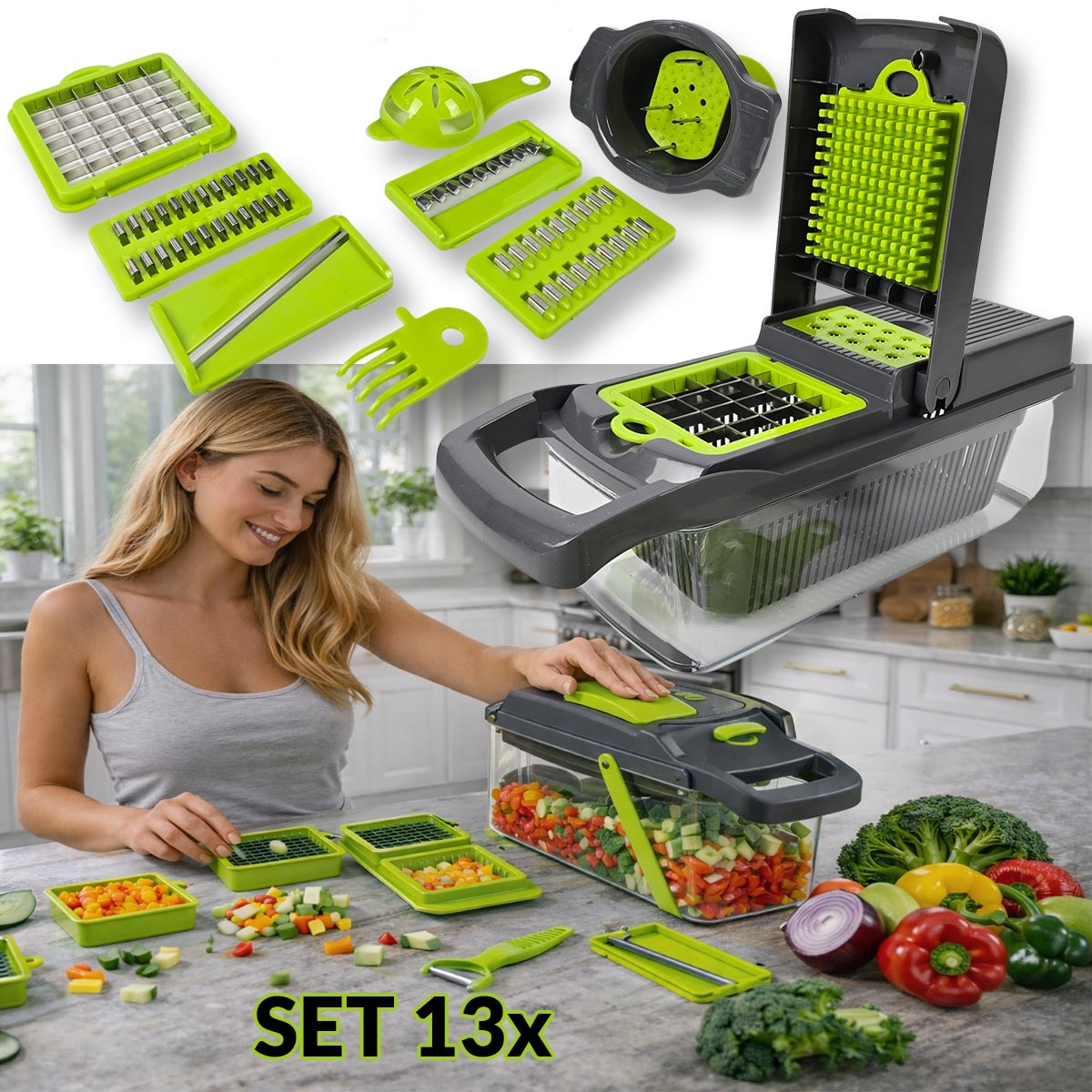 Ribež i sjeckalo za povrće - 13 dijelni set G684 Front 1