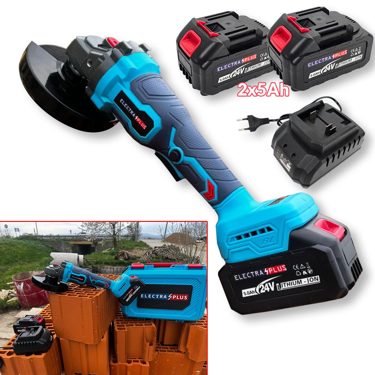 Electra Plus aku kutna brusilica EL017 Front 1