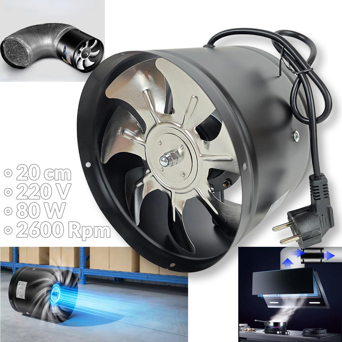 Ispušni ventilator 220V 20cm G764 Front 1