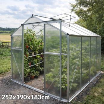 Vrtni staklenik od aluminija 252x190x183cm GH0806 Front 1